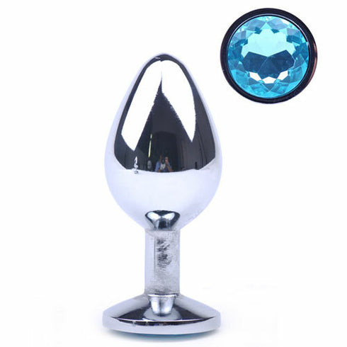 Metallic Anal Plug Diamond Blue Medium